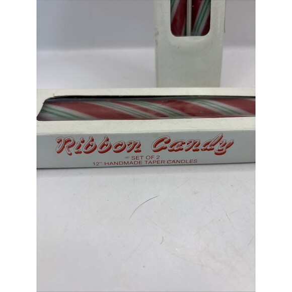 SET (4) Vintage Dept 56 RIBBON CANDY CANE 12”Taper Candle Christmas Holiday NOS - Picture 3 of 5